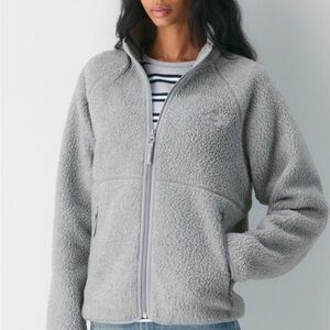 TNA PolarTec Full-Zip Raglan Mockneck Sweater - Heather Athletic Grey, Size L
